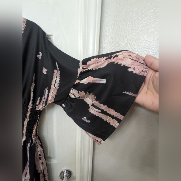 Midi 3/4 Sleeves Black & Brown Dress - Picture 5 of 5